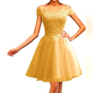 NWT Gold Prom Dress Tulle Lace Size Small Medium